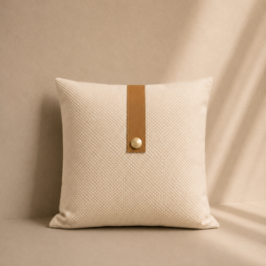 Cojín Decorativo Beige con Detalle Camel