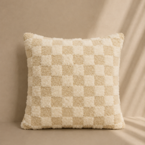 Cojín Decorativo Ajedrez Beige